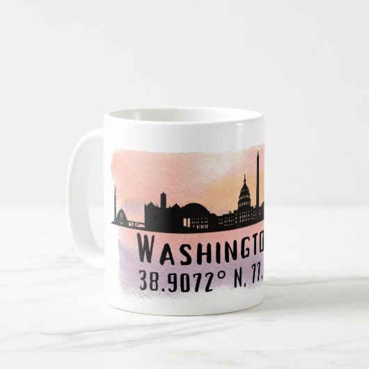 Mug Latitude et longitude de la ligne Skyline de Washi (Devant gauche)