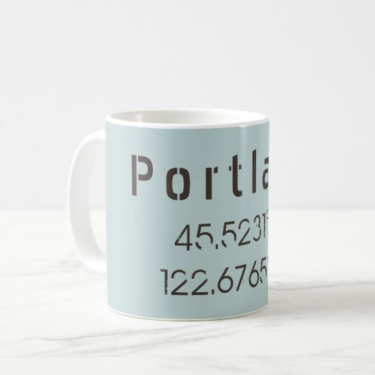 Mug Latitude et Longitude de Portland (Devant gauche)