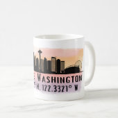 Mug Latitude et Longitude de Seattle City Skyline (Devant droit)