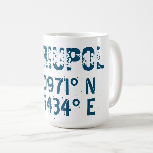 Mug Latitude et Longitude Marioupol désistés (Devant droit)