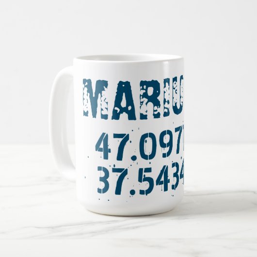 Mug Latitude et Longitude Marioupol désistés (Devant gauche)