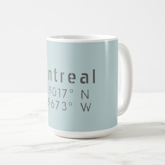 Mug Latitude et Longitude Montréal (Devant droit)