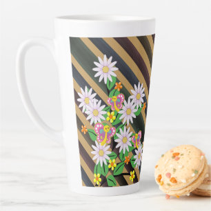 Mug Latte à rayures papillon floral