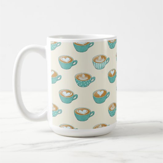 Mug Latte Art dans de mignons cafés bleus (Gauche)