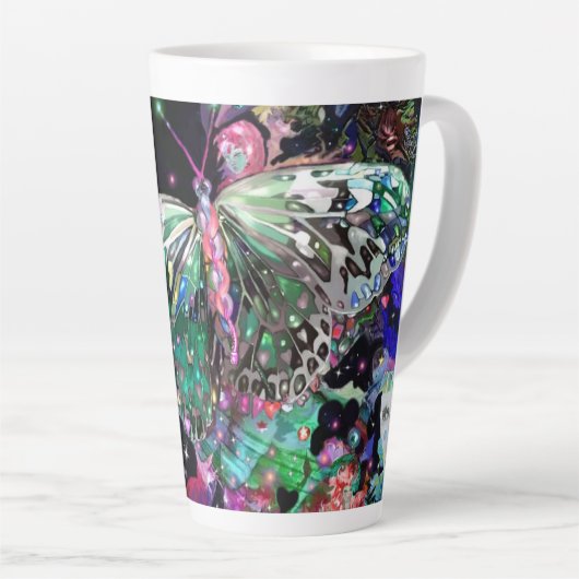 Mug latte au papillon Green Hope (Angle droit)