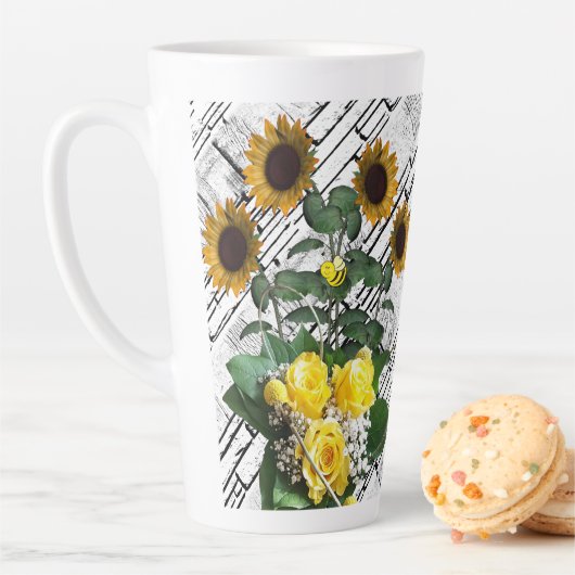 Mug Latte Brique Blanche Tournesol (En situation)