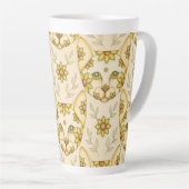 Mug Latte CHAT JAUNE AVEC FLEURS (Angle droit)