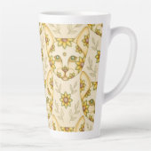Mug Latte CHAT JAUNE AVEC FLEURS (Droite)