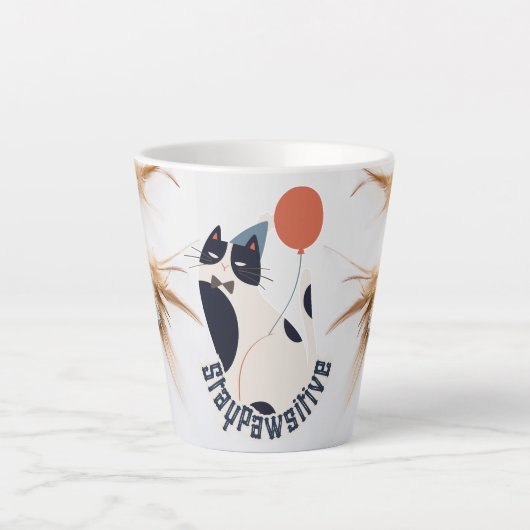 Mug Latte Chat Tuxedo StayPawsitive à Silhouette M (Devant)