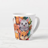 Mug Latte Collage Animaux de Dessin Animé Mignons (Angle droit)