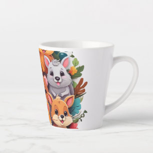 Mug Latte Collage Animaux de Dessin Animé Mignons