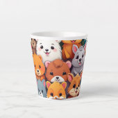 Mug Latte Collage Animaux de Dessin Animé Mignons (Devant)