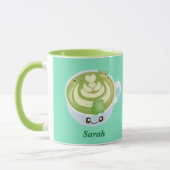 Mug Latte De Thé Vert Matcha Chaud Avec Cute Frogs (Gauche)