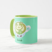 Mug Latte De Thé Vert Matcha Chaud Avec Cute Frogs (Devant gauche)