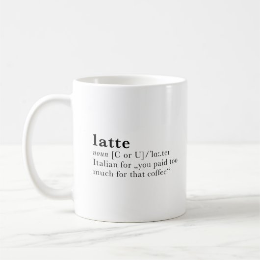 Mug Latte - définition de dictionnaire (Gauche)