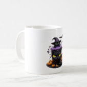 Mug Latte d'Halloween Chat Sorcière - Café Déplaisant (Devant gauche)