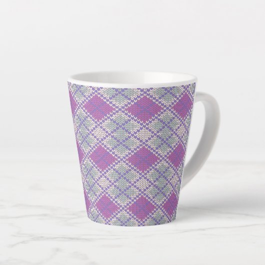 MUG LATTE EN TRICOT ARGYLE LILAS (Angle droit)