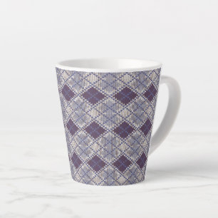 MUG LATTE EN TRICOT ARGYLE PRUNE