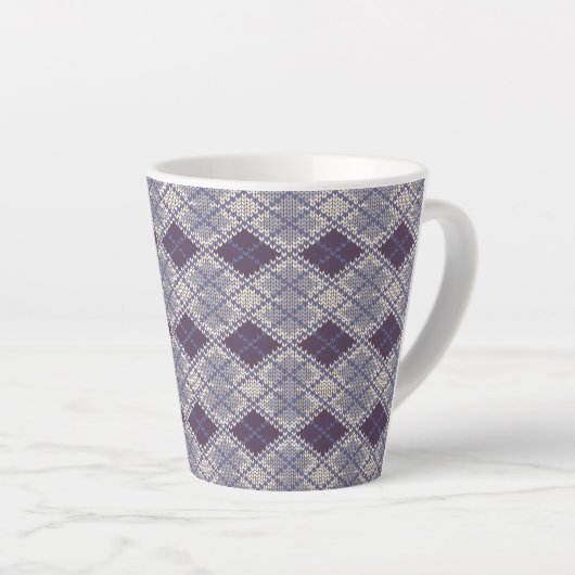 MUG LATTE EN TRICOT ARGYLE PRUNE (Angle droit)