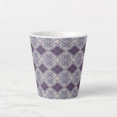 MUG LATTE EN TRICOT ARGYLE PRUNE (Devant)