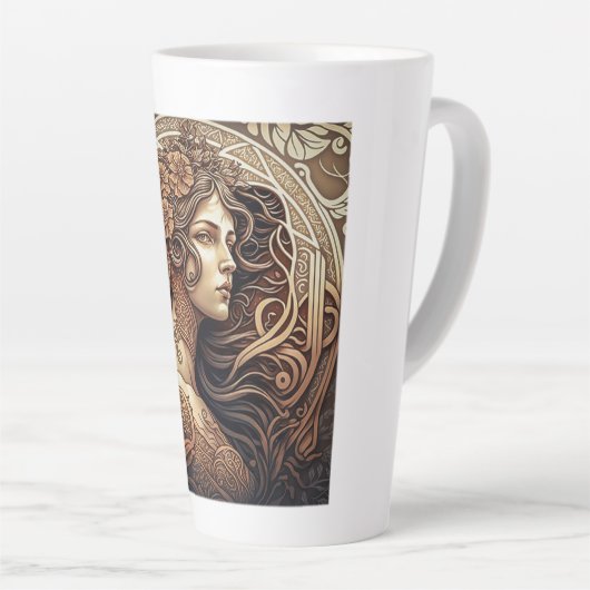 Mug Latte Femme Art Nouveau (Angle droit)