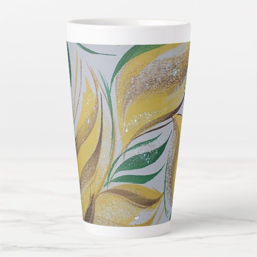 Mug latte fleuri jaune (Devant)