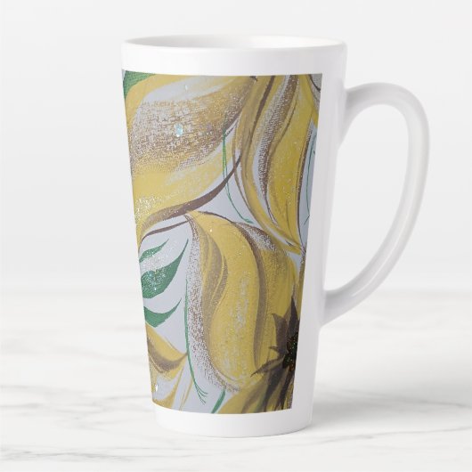 Mug latte fleuri jaune (Droite)