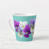 Mug Latte Fleurs de Pensée Violettes et Blanches s (Angle gauche)