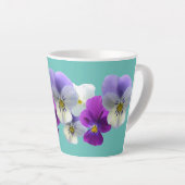 Mug Latte Fleurs de Pensée Violettes et Blanches s (Angle droit)