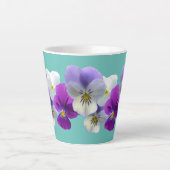 Mug Latte Fleurs de Pensée Violettes et Blanches s (Devant)