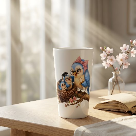 Mug Latte Oiseau de Remise des Diplômes Mignon