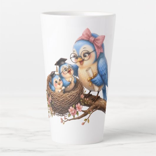 Mug Latte Oiseau de Remise des Diplômes Mignon (Devant)