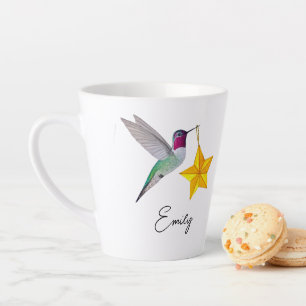 Mug Latte personnalisé avec Colibris et Étoiles