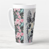 Mug Latte Tasse Aquarelle Roses Llama Alpacca Mign (Angle gauche)