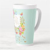 Mug Latte Vert Monogramme Jardin Fleuri Romantique (Angle droit)