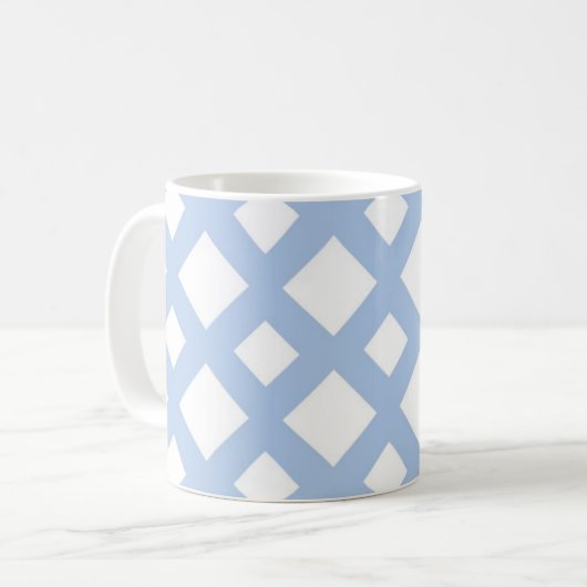 Mug Lattice bleu clair sur blanc (Devant gauche)