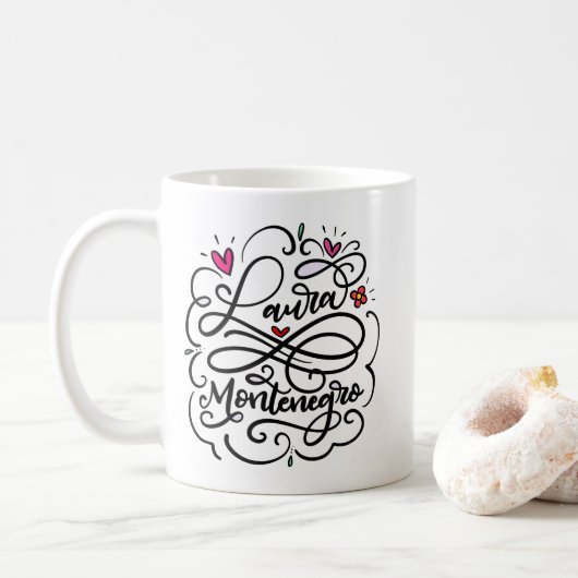 Mug Laura Montenegro, Lettre main (Avec donut)
