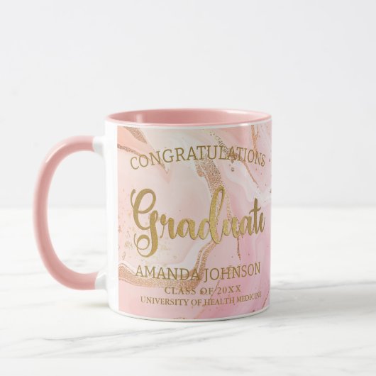 Mug Lauréat d'or Félicitations Pink Graduation (Gauche)