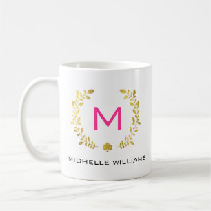 Mug Laurier et pelle de feuille d'or de monogramme