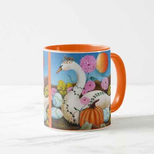 Mug L'automne Queen Swan and Flowers Art (Devant droit)