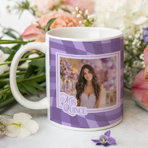Mug Lavande À damiers Photo Quinceanera Keepsaké