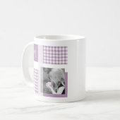 Mug Lavande Ajouter Votre Photo En vichy Monogramme Mo (Devant gauche)