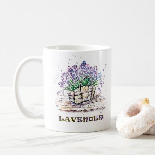 Mug Lavande aquarelle (Avec donut)