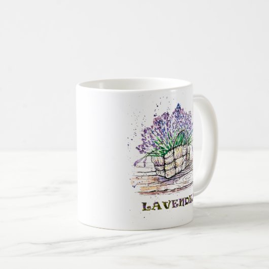 Mug Lavande aquarelle (Devant droit)