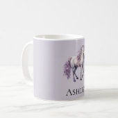 Mug Lavande Blanc Floral Cheval Cowgirl (Devant gauche)