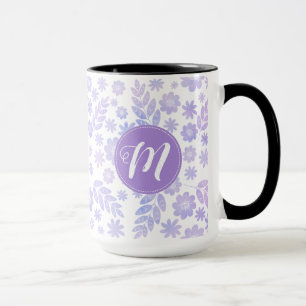 Mug Lavande Dessin à la main Flore et Monogramme