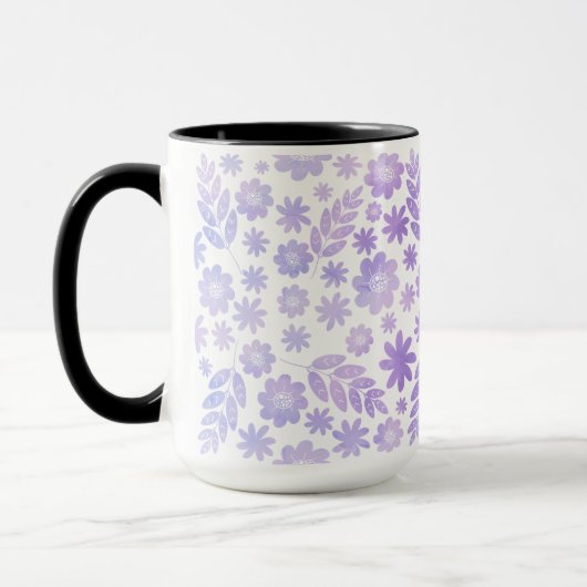 Mug Lavande Dessin à la main Flore et Monogramme (Gauche)