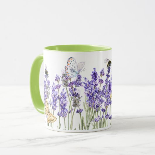 Mug Lavande et Écriture (Devant gauche)