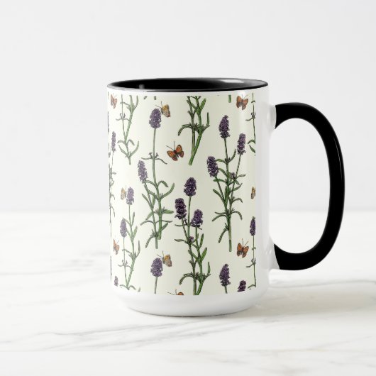 Mug Lavande et papillons sur blanc (Droite)