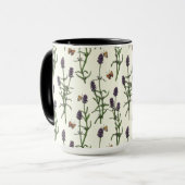 Mug Lavande et papillons sur blanc (Devant gauche)